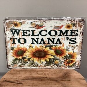 🟠 Metal Tin Sign - Welcome To Nana’s Place - Sealed - New in Wrap - Colorful